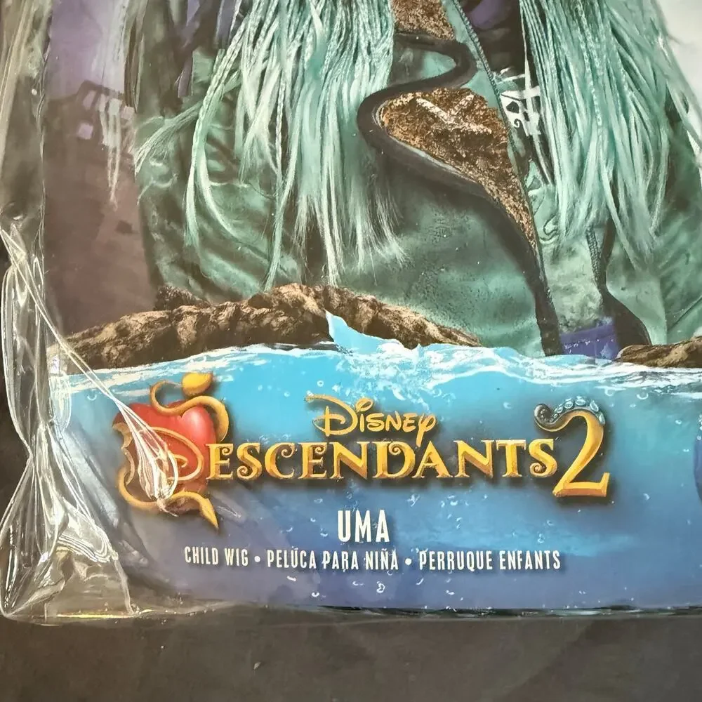 Disney Descendants 2 Uma Child Costume Wig Blue Black Braided Disguise New